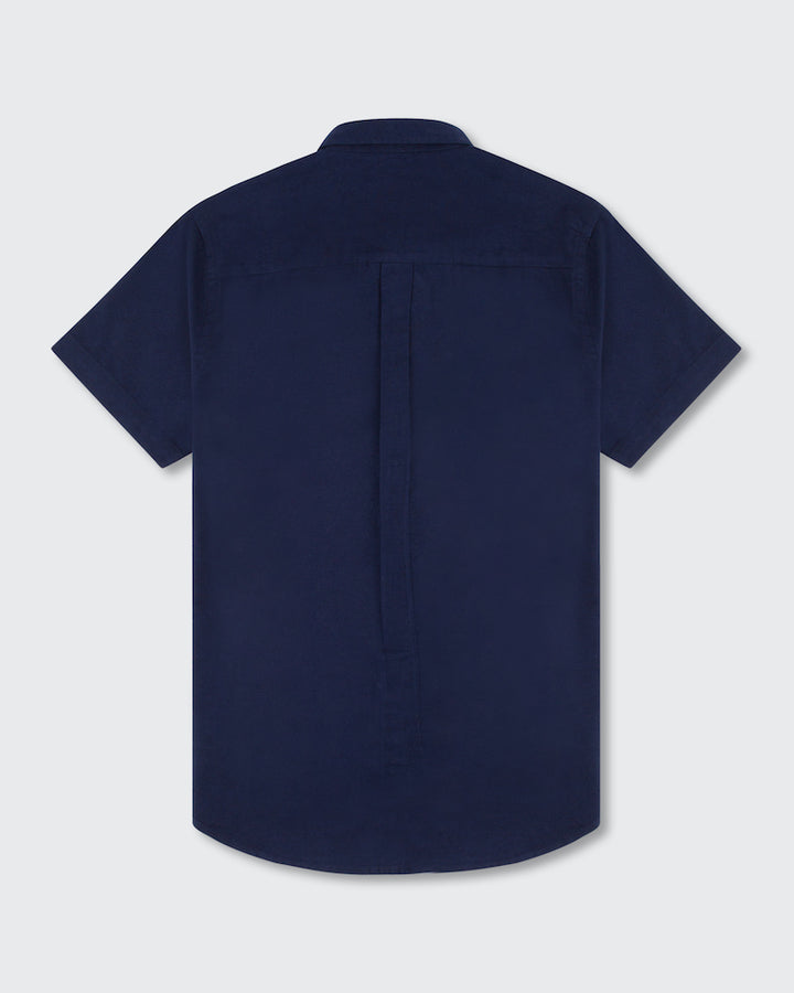 Men's Oxford Short Sleeve Navy Shirt-Ghost Back View