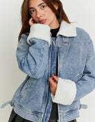 Tally Weijl Denim Jacket With Shearling Details BLUE front view