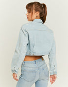 Tally Weijl Blue Cropped Denim Jacket BLUE model front view