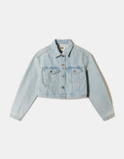 Tally Weijl Blue Cropped Denim Jacket BLUE back view