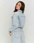 Tally Weijl Blue Short Denim Jacket BLUE model front view