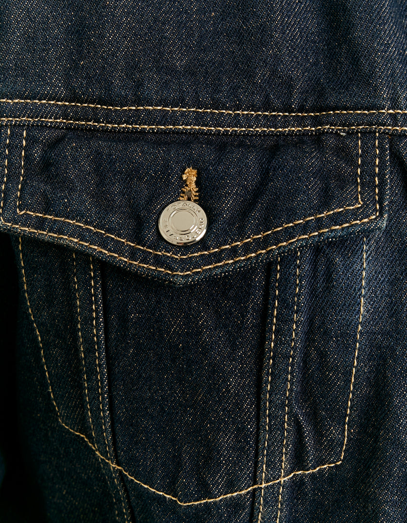 Ladies Dark Blue Denim Jacket-Pocket View