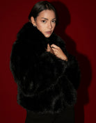 Tally Weijl Black Faux Fur Jacket BLACK front view
