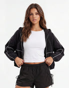 Tally Weijl Black Loose Fit Zip Up Jacket Black front view