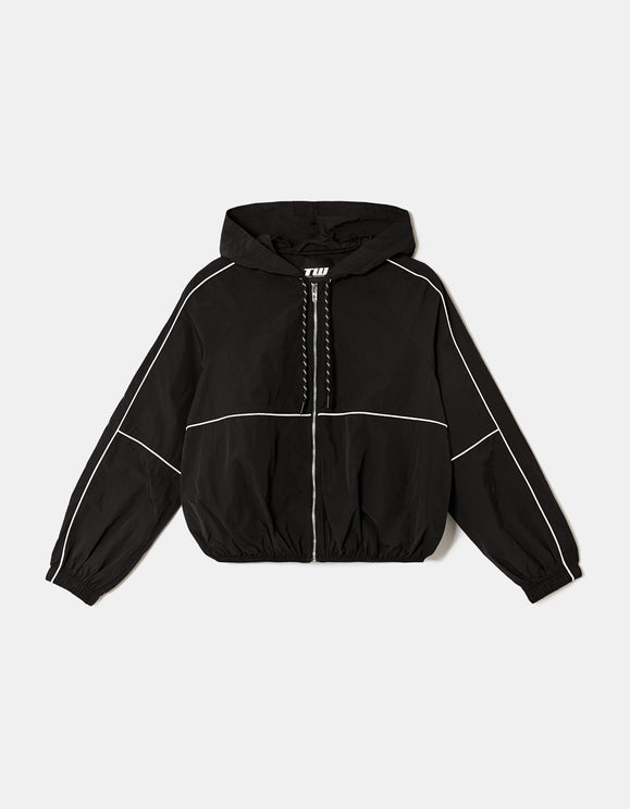 Tally Weijl Black Loose Fit Zip Up Jacket Black back view