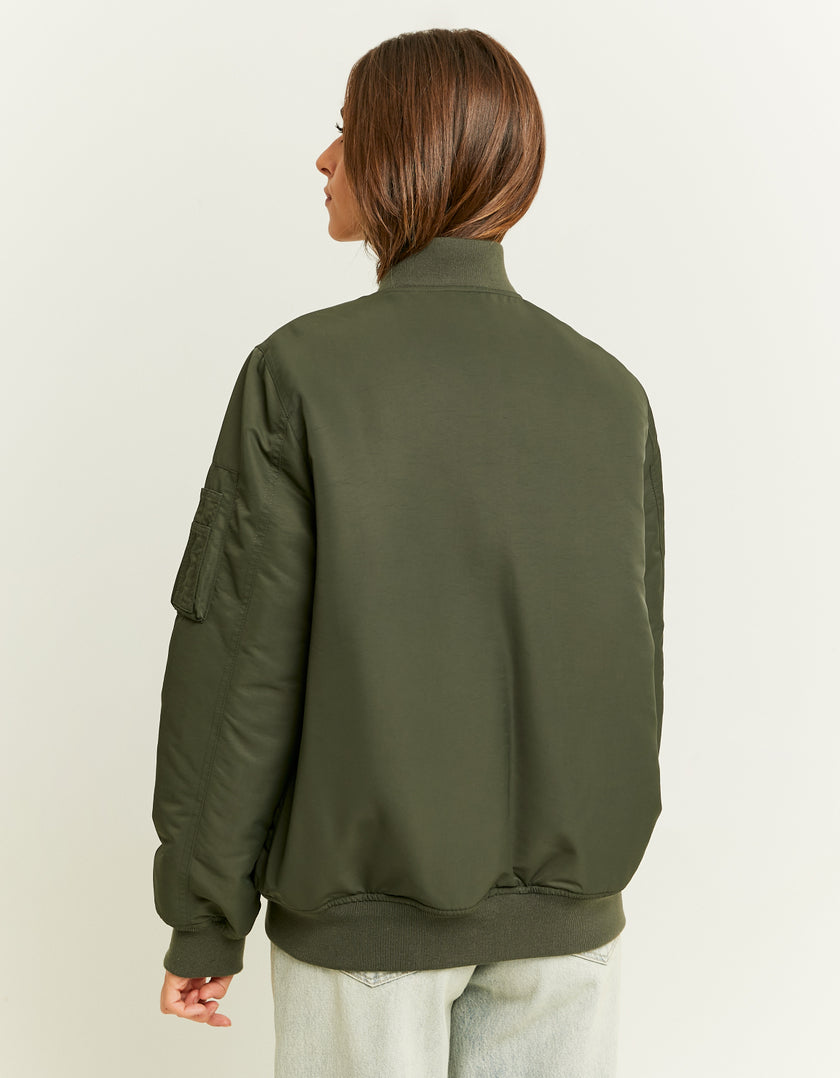 Ladies Green Bomber Jacket-Back View