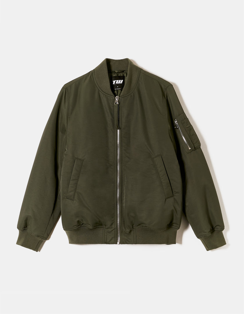 Ladies Green Bomber Jacket-Ghost Front View