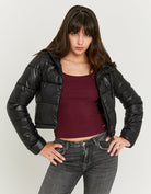 Tally Weijl Black Cropped Padded Jacket Black front view