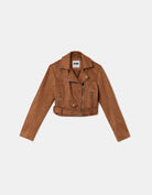 Tally Weijl Brown Suede Biker Jacket Tan back view