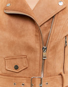 Tally Weijl Brown Suede Biker Jacket Tan side view