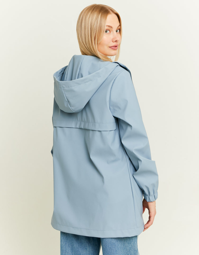 Ladies Blue Parka Jacket-Model Back View