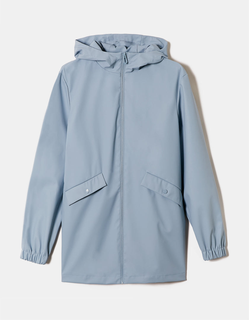 Ladies Blue Parka Jacket-Ghost Front View