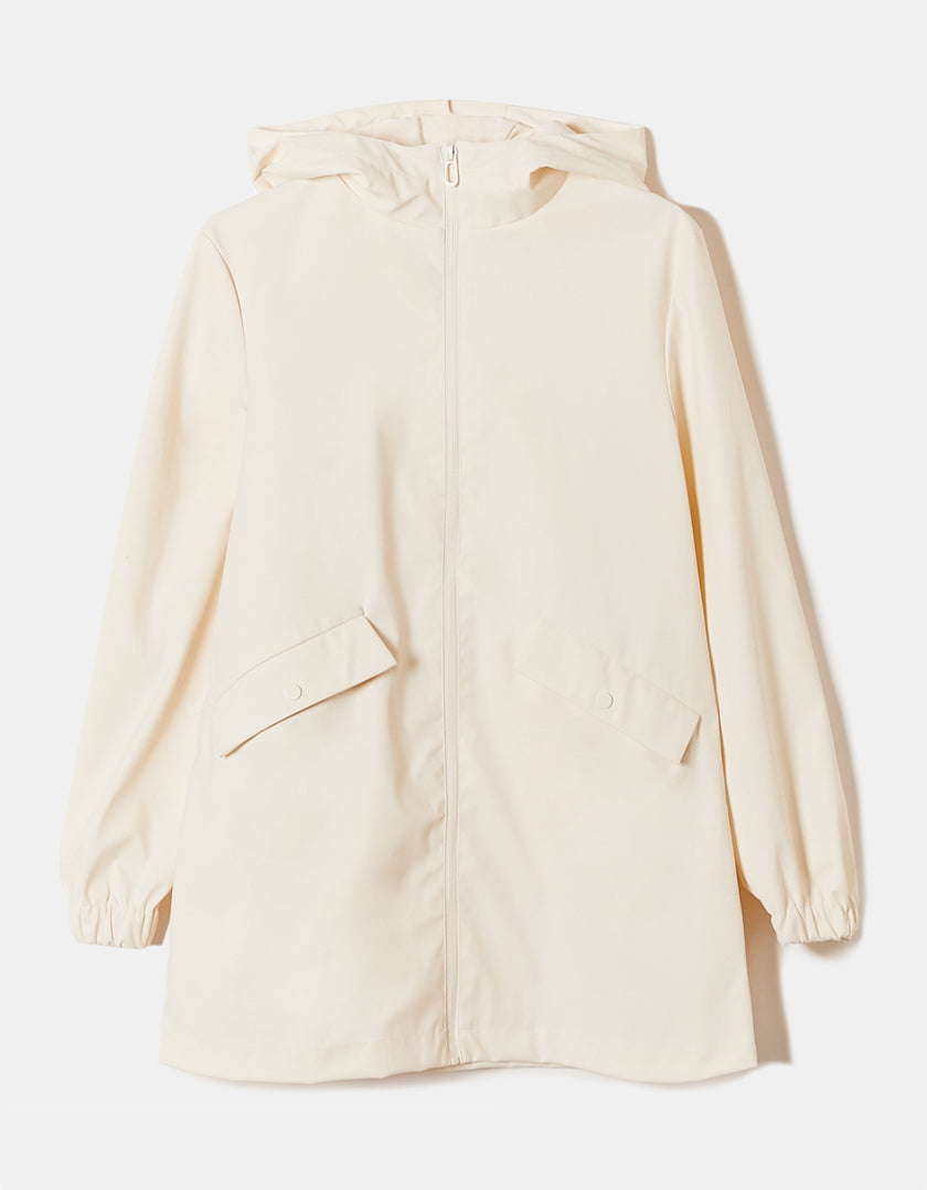 Ladies White Parka Jacket-Ghost Front View