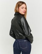 Tally Weijl Black Faux Leather Biker Jacket BLACK back view