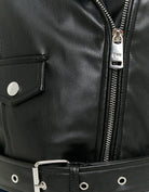 Tally Weijl Black Faux Leather Biker Jacket BLACK flat front view