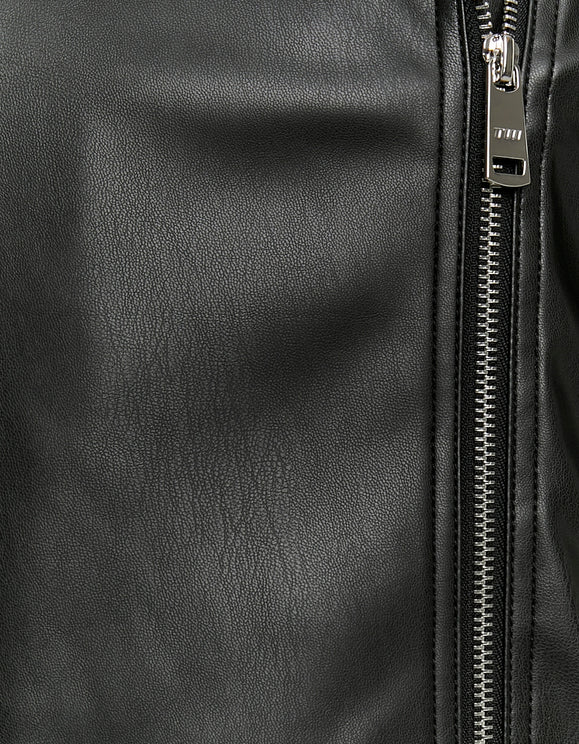 Tally Weijl Black Faux Leather Biker Jacket BLACK side view
