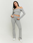 Tally Weijl Grey Leggings With Fold Waist GREY model front view