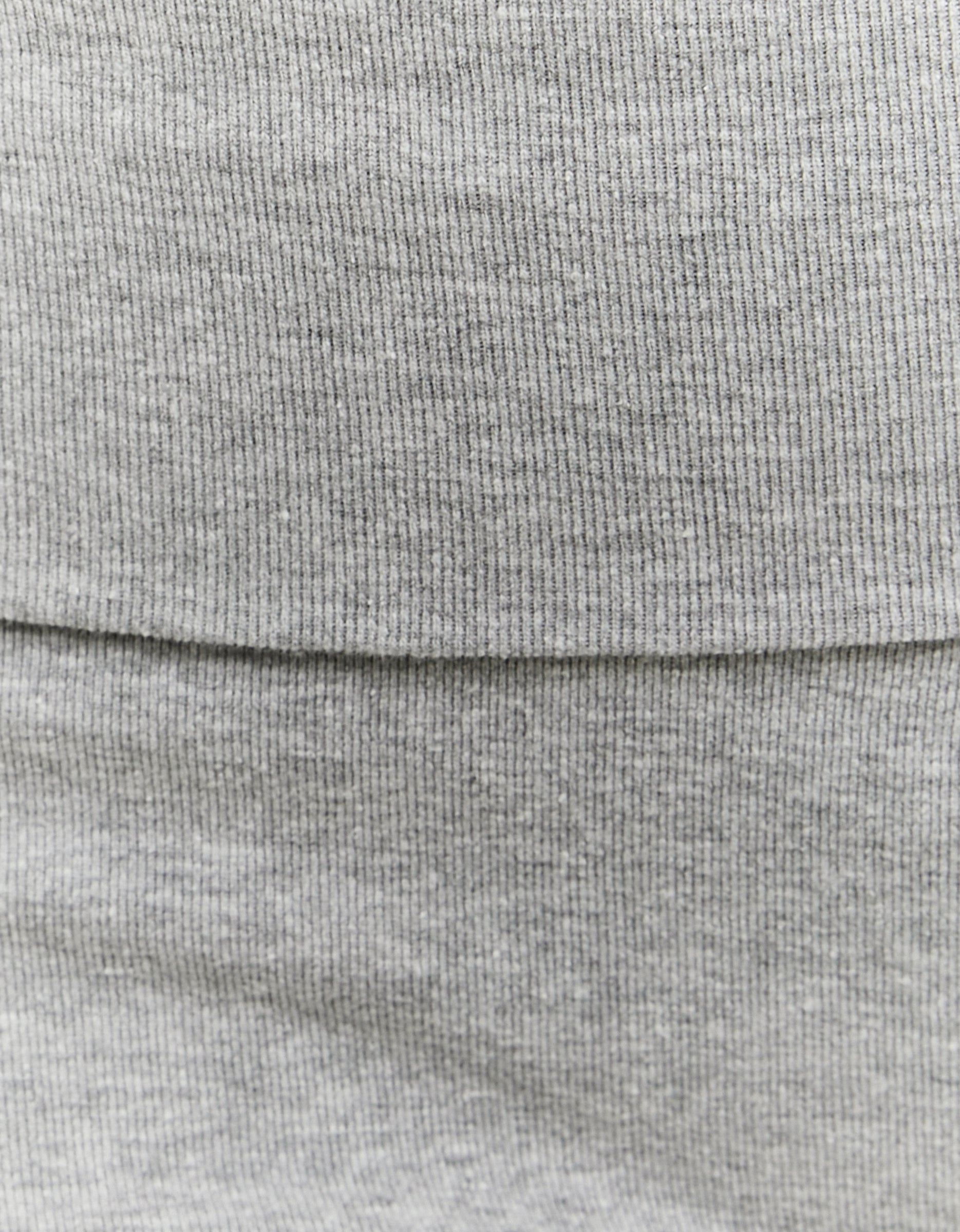 Ladies Grey Leggings With Fold Waist-Close Up VIew