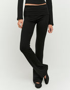 Tally Weijl Basic Black Cotton Trousers BLACK front view