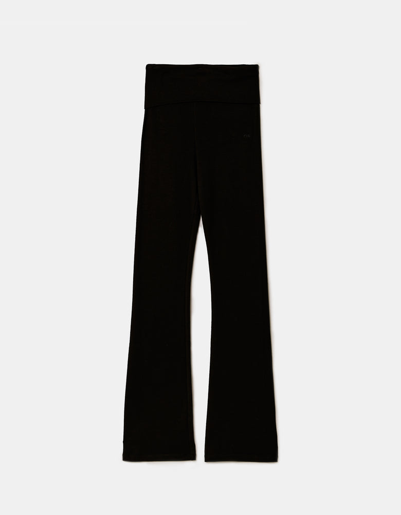 Ladies Basic Black Cotton Trousers-Ghost Front View