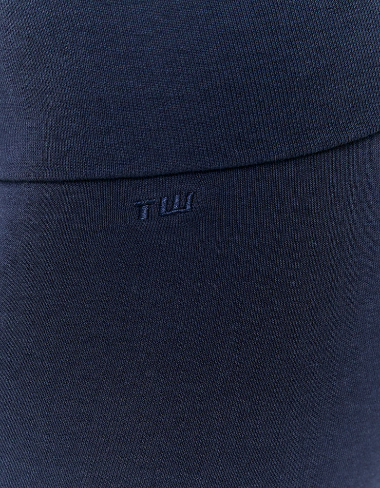 Ladies Basic Blue Cotton Trousers-Logo View