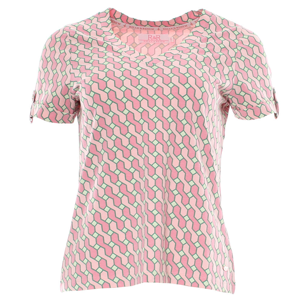 Ladies Sophie Pink Tee-Ghost Front View