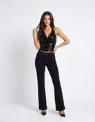 Tally Weijl Black Mid Waist Bootcut Jeans BLACK front view