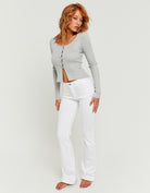 Tally Weijl White Mid-Waist Bootcut Flare Jeans WHITE front view