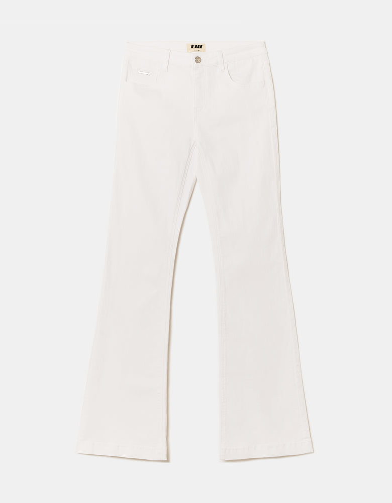 Tally Weijl White Mid-Waist Bootcut Flare Jeans WHITE flat front view