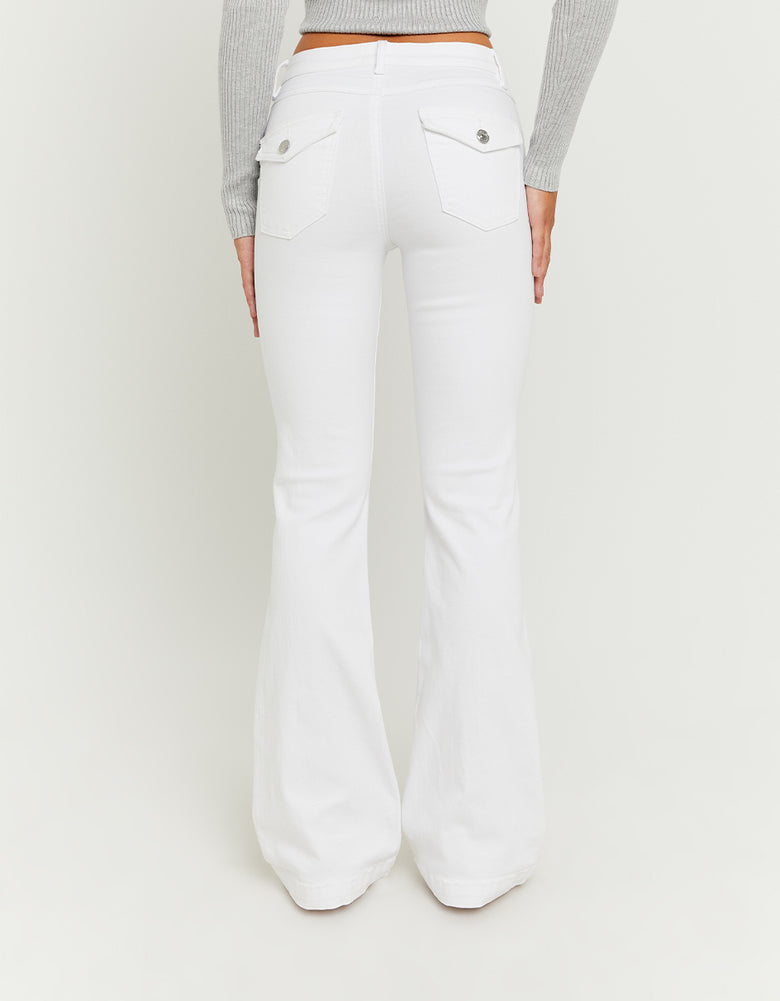 White Mid-Waist Bootcut Jeans