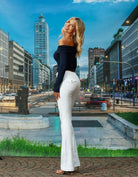 Tally Weijl White Mid-Waist Bootcut Flare Jeans WHITE model front view