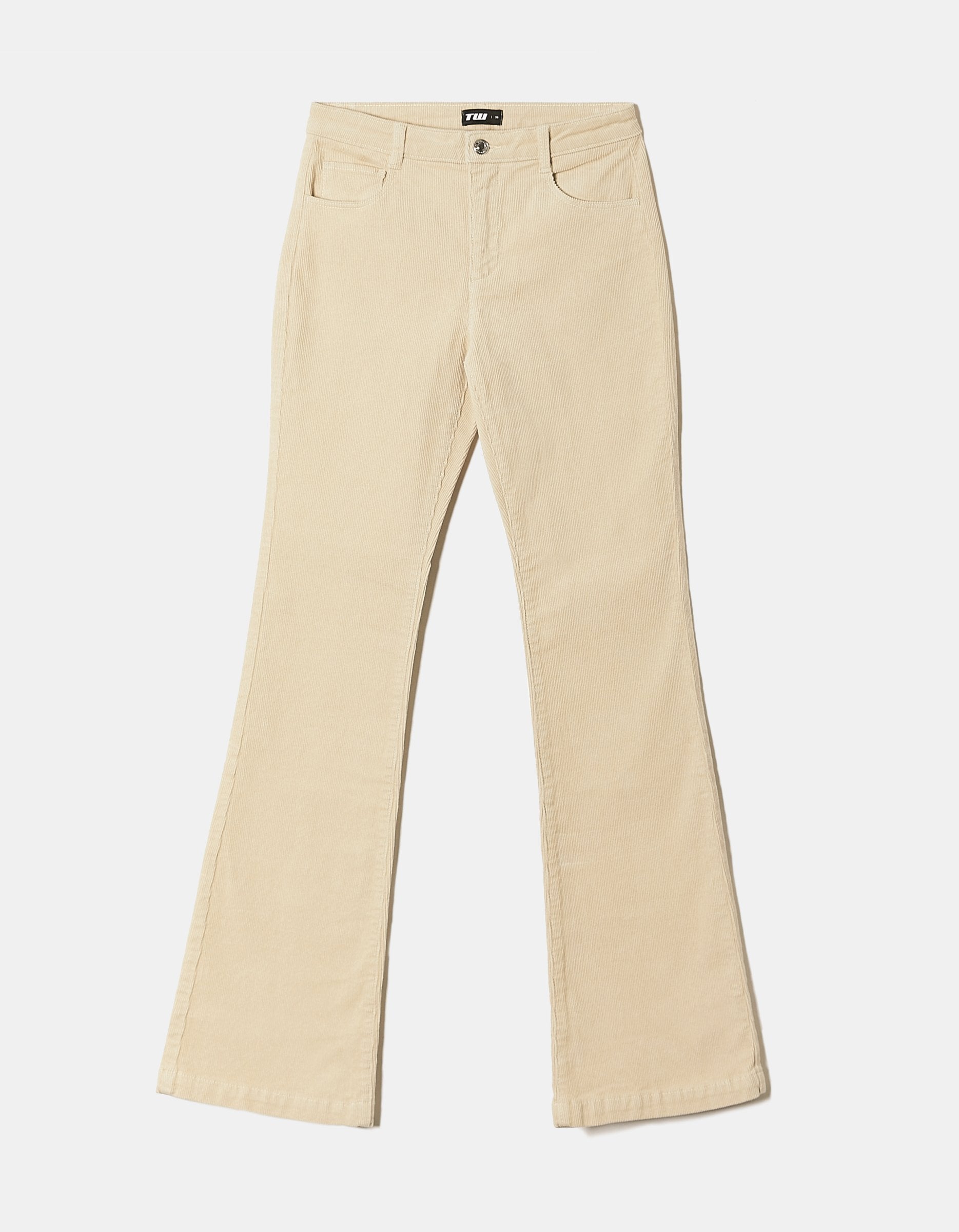 Ladies Beige Cord Bootcut Pant-Ghost View