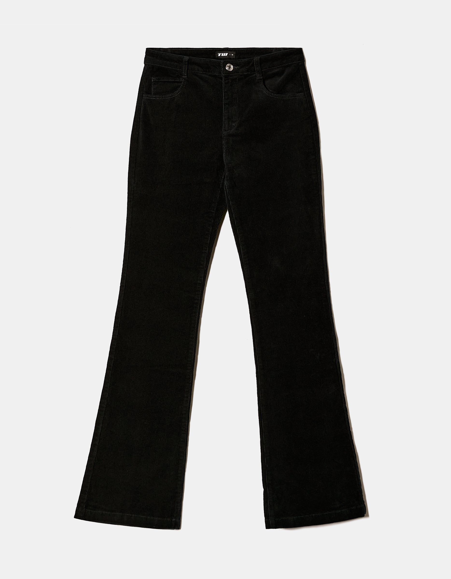 Ladies Black Cord Bootcut Pant-Ghost Front View