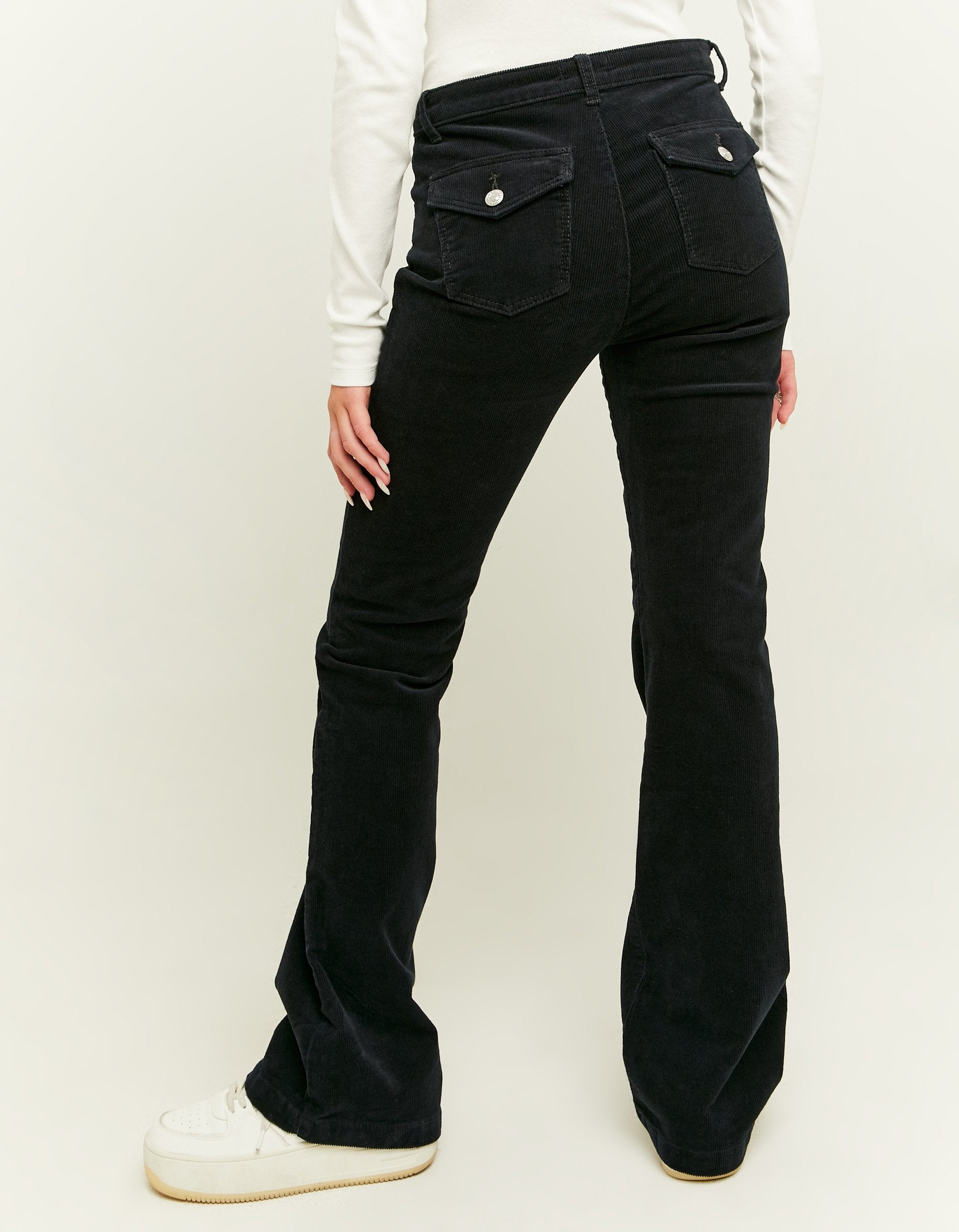 Ladies Black Cord Bootcut Pant-Back View