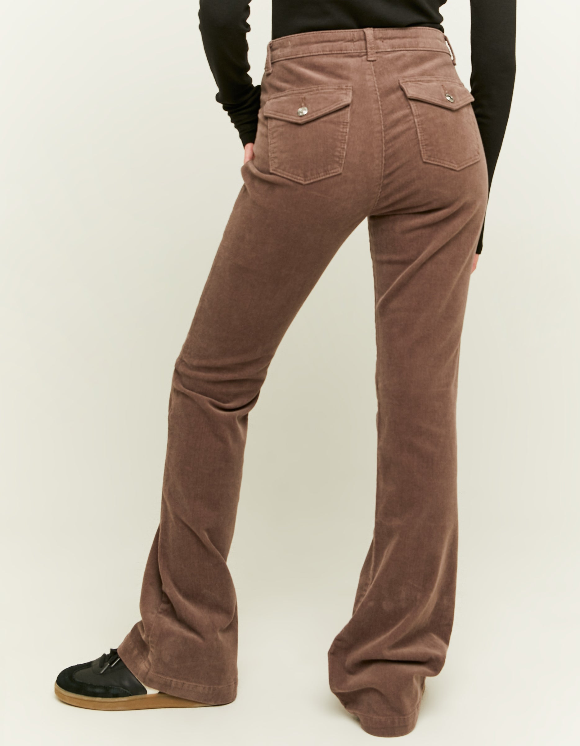 Ladies Brown Cord Bootcut Pant-Back View