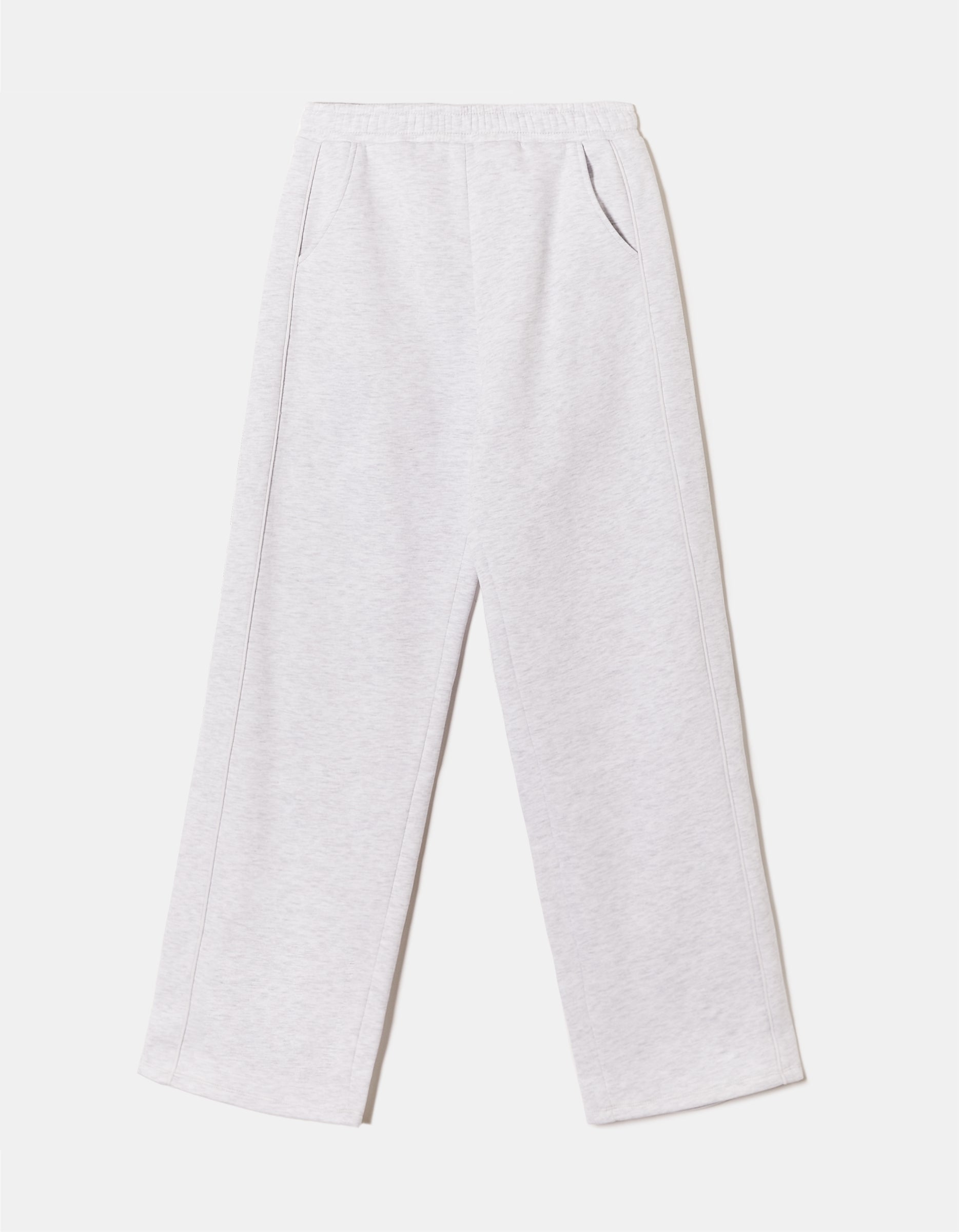 Ladies Light Grey Wide Leg Joggers-Ghost Front