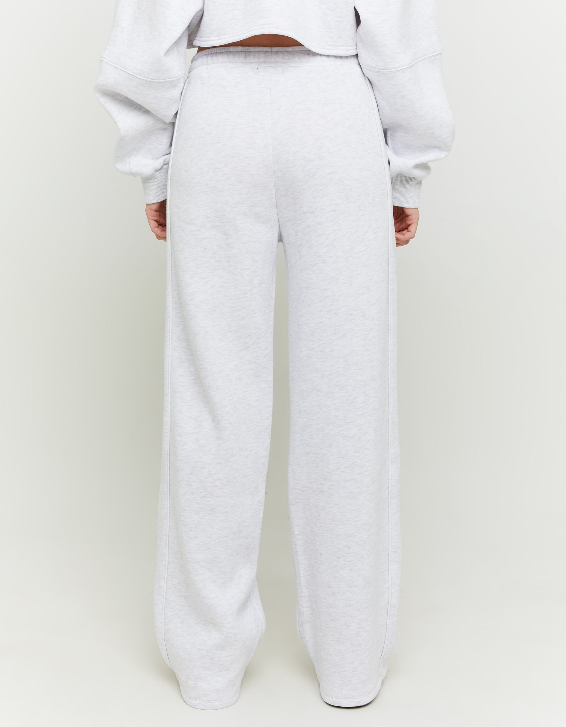 Ladies Light Grey Wide Leg Joggers-Model Back View