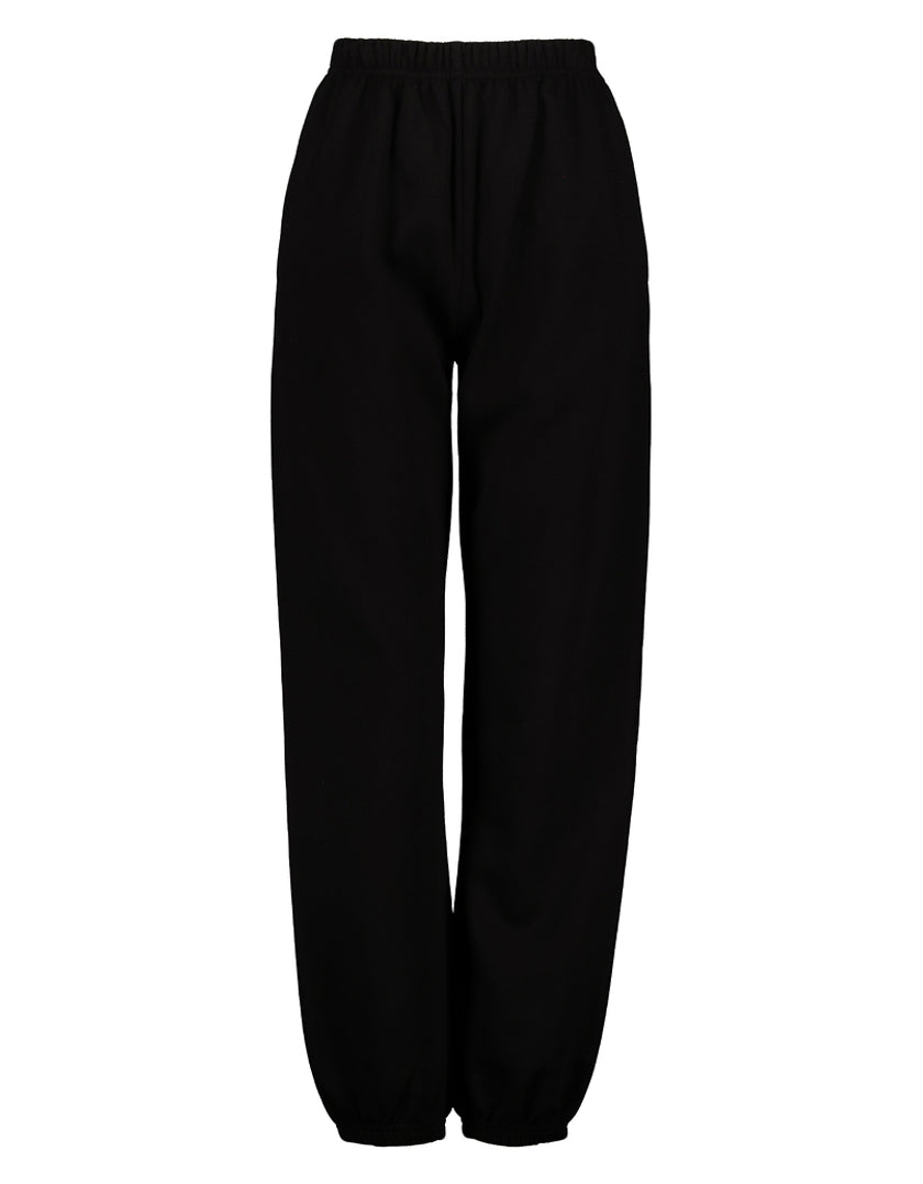Ladies Black High Waist Relaxed Leg Joggers-Front View