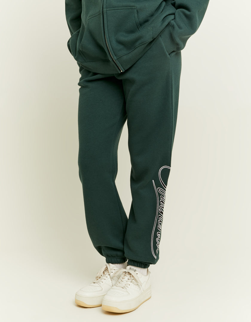 Ladies Loose Green Joggers-Model Front View