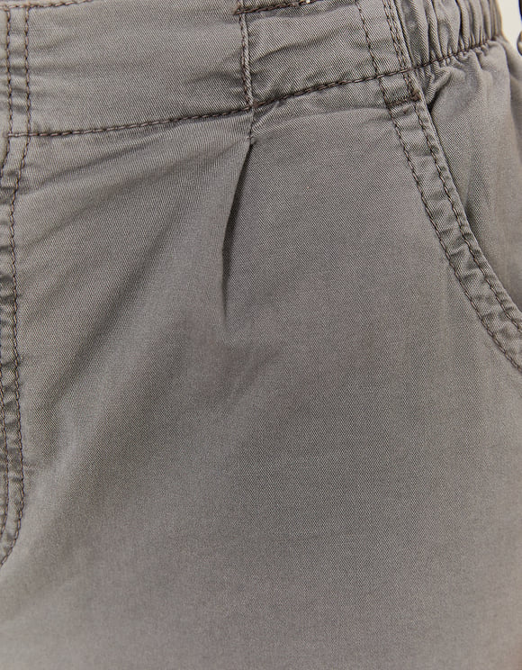 Ladies Grey Parachute Pants-Pocket View