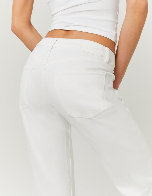 Tally Weijl White Straight Leg Trouser, back detail view