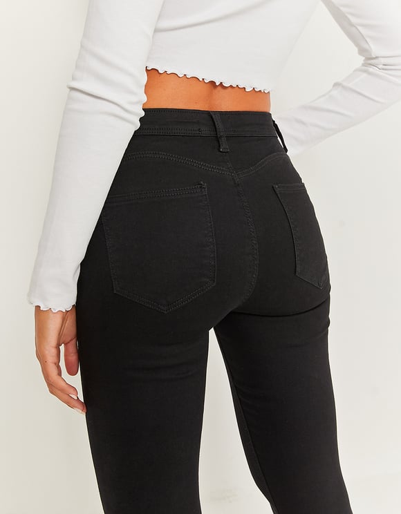 Ladies Mid-Rise Skinny Push Up Jeans-Back Waist View