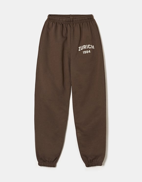 Ladies Printed Brown Jogger-Ghost Front View