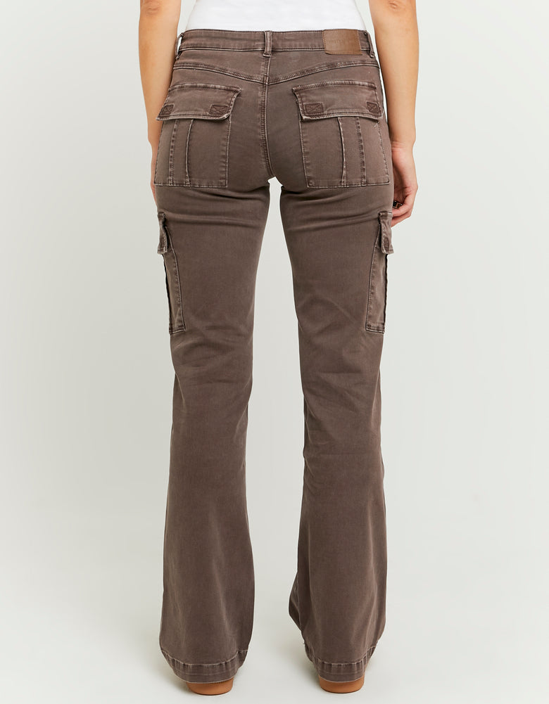 Ladies Brown Bootcut Cargo Trousers-Back View