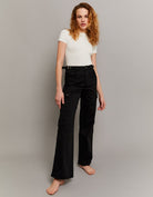 Tally Weijl Black High Waist Wide Leg Trousers BLACK model front view