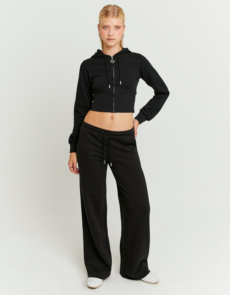 Ladies Black Joggers-Model Full Front View