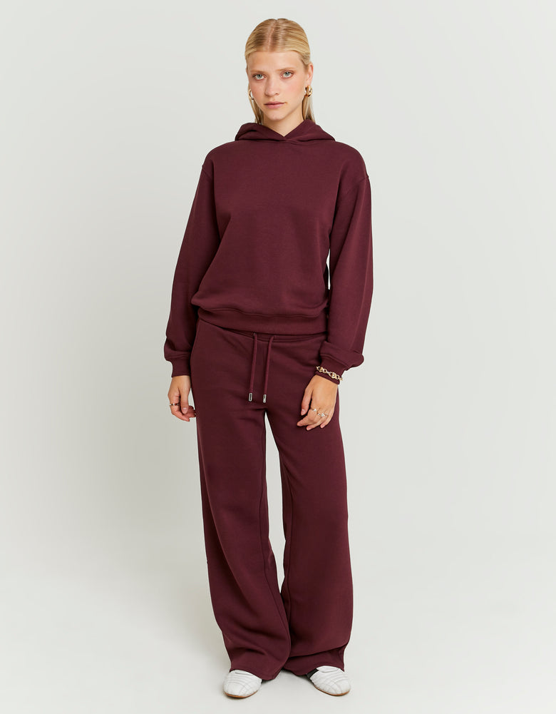 Ladies Burgundy Jogging Pants-Model Full Front View