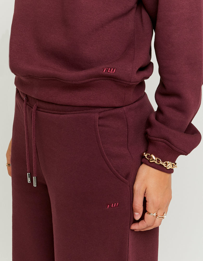 Ladies Burgundy Jogging Pants-Pocket View