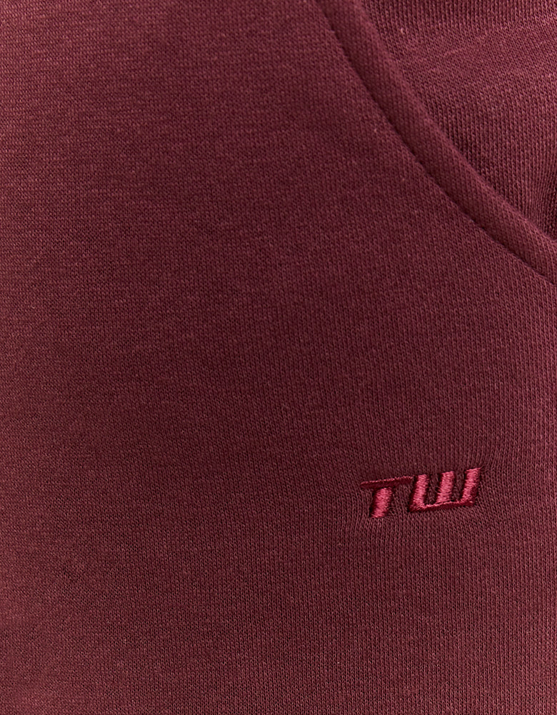 Ladies Burgundy Jogging Pants-Logo View