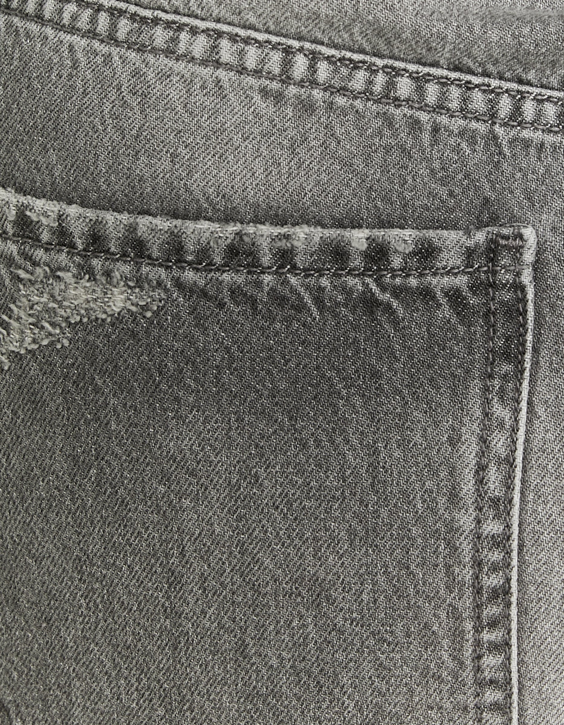 Ladies Mid Waist Grey Skater Jeans-Close Up View